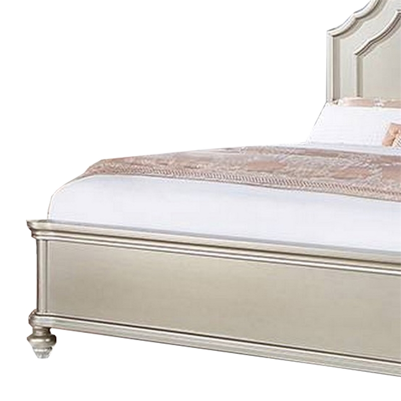 Bowery Hill Platform California King Bed with Panel Headboard in Silver