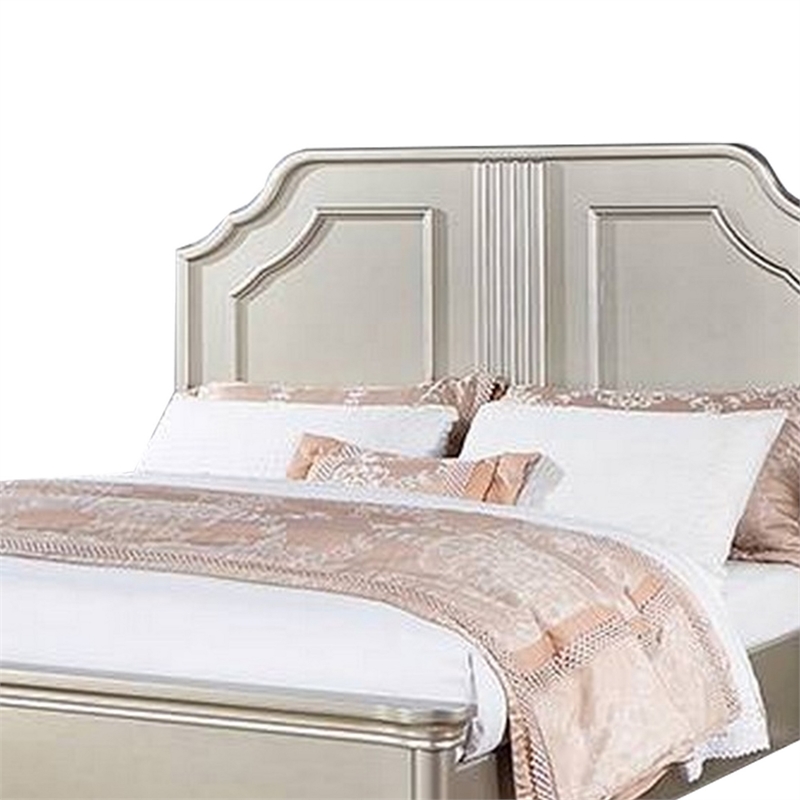 Bowery Hill Platform California King Bed with Panel Headboard in Silver