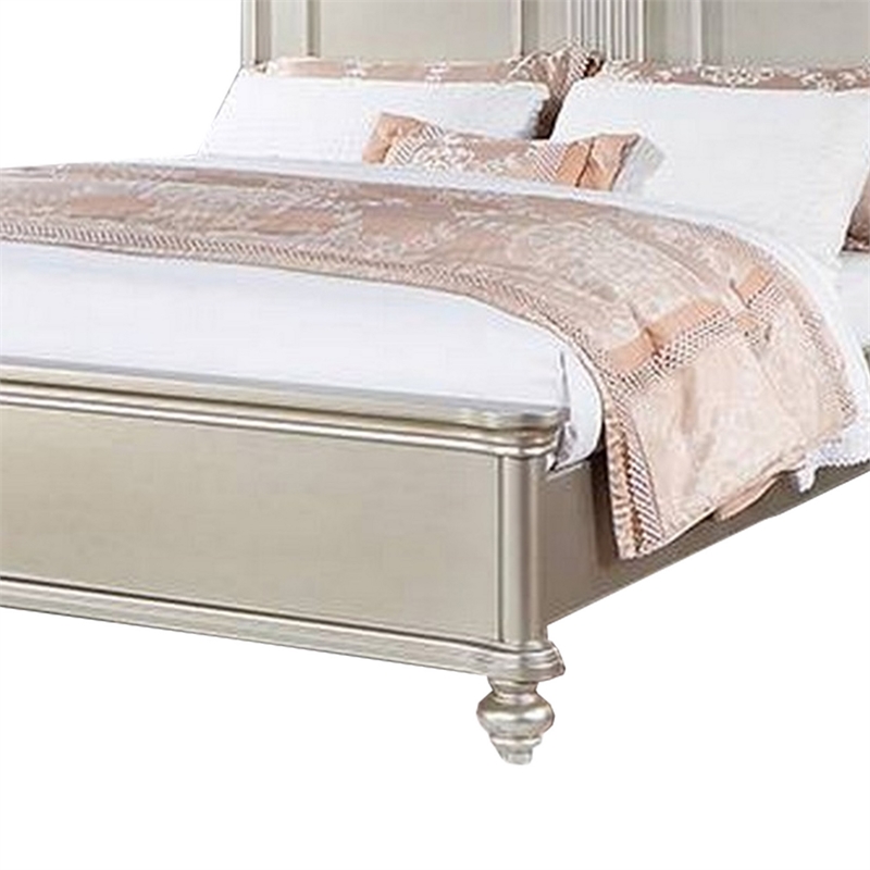 Bowery Hill Platform California King Bed with Panel Headboard in Silver
