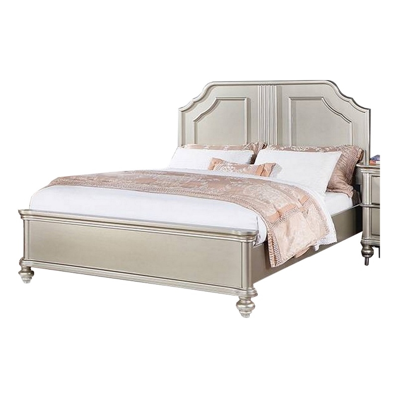 Bowery Hill Platform California King Bed with Panel Headboard in Silver