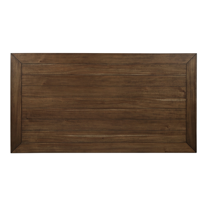 Bowery Hill 78 Inch Dining Table with 6 Drawers and Plank Top in Gray Brown