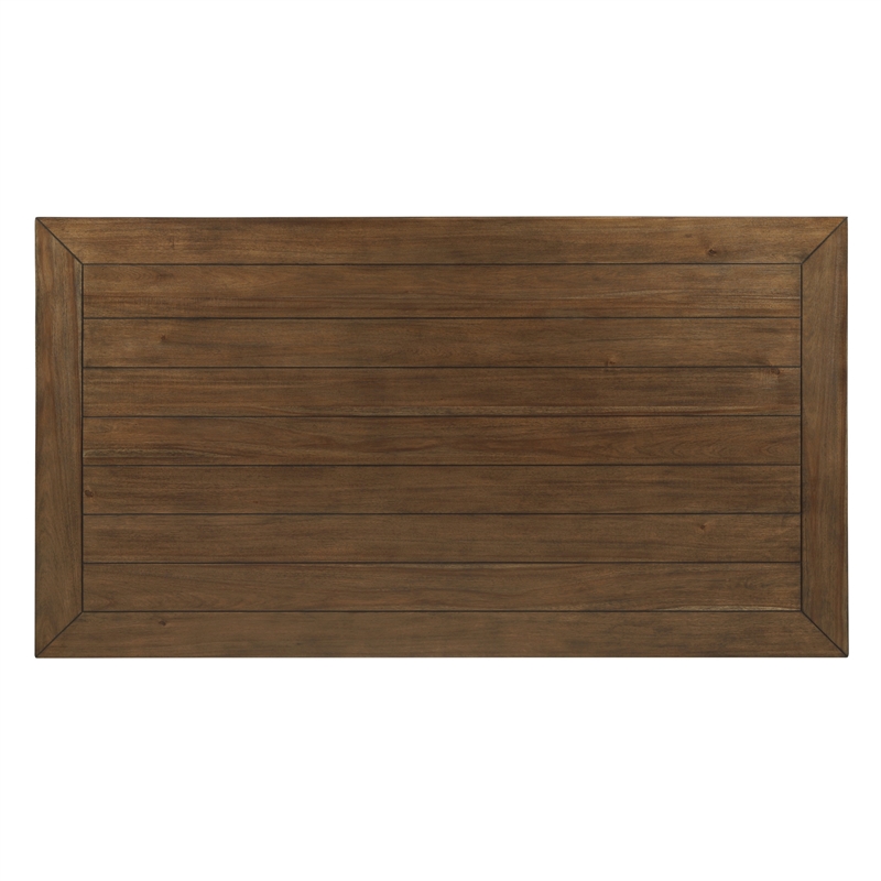 Bowery Hill 78 Inch Dining Table with 6 Drawers and Plank Top in Brown