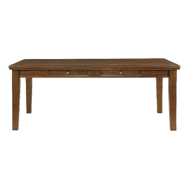 Bowery Hill 78 Inch Dining Table with 6 Drawers and Plank Top in Brown