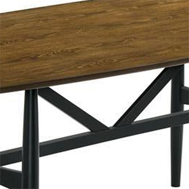 Bowery Hill 72 Inch Dining Table with Brown Plank Top and Black Base
