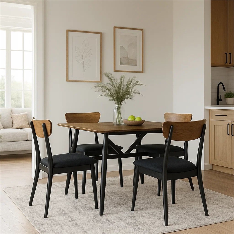 Bowery Hill 72 Inch Dining Table with Brown Plank Top and Black Base