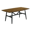 Bowery Hill 72 Inch Dining Table with Brown Plank Top and Black Base