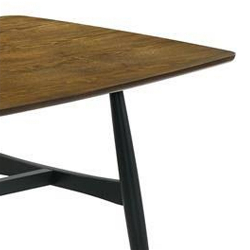 Bowery Hill 72 Inch Dining Table with Brown Plank Top and Black Base