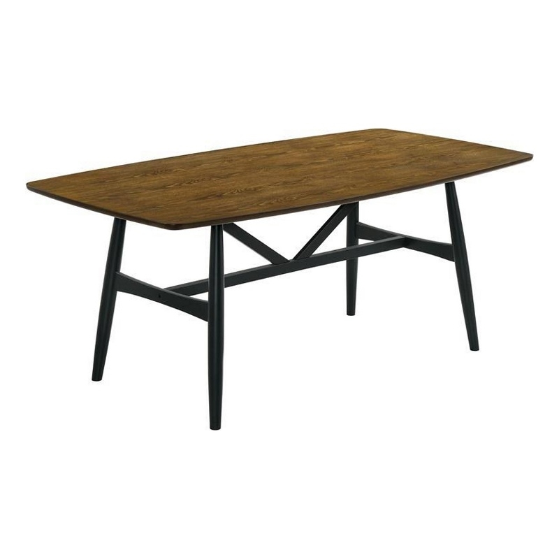 Bowery Hill 72 Inch Dining Table with Brown Plank Top and Black Base