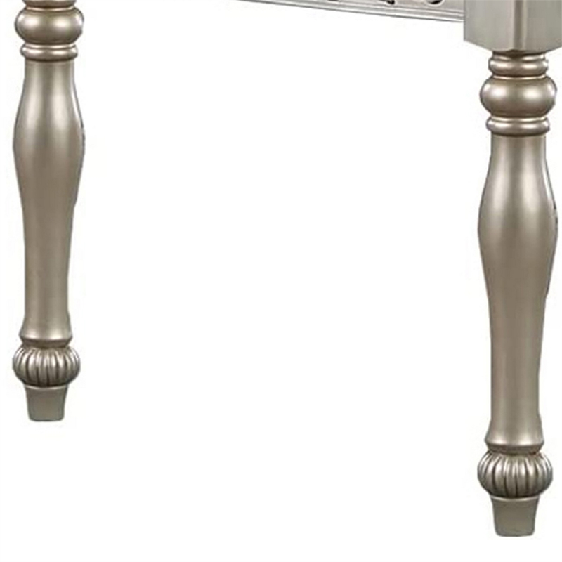 Bowery Hill 72 Inch Dining Table with Floral Carved Legs in Champagne