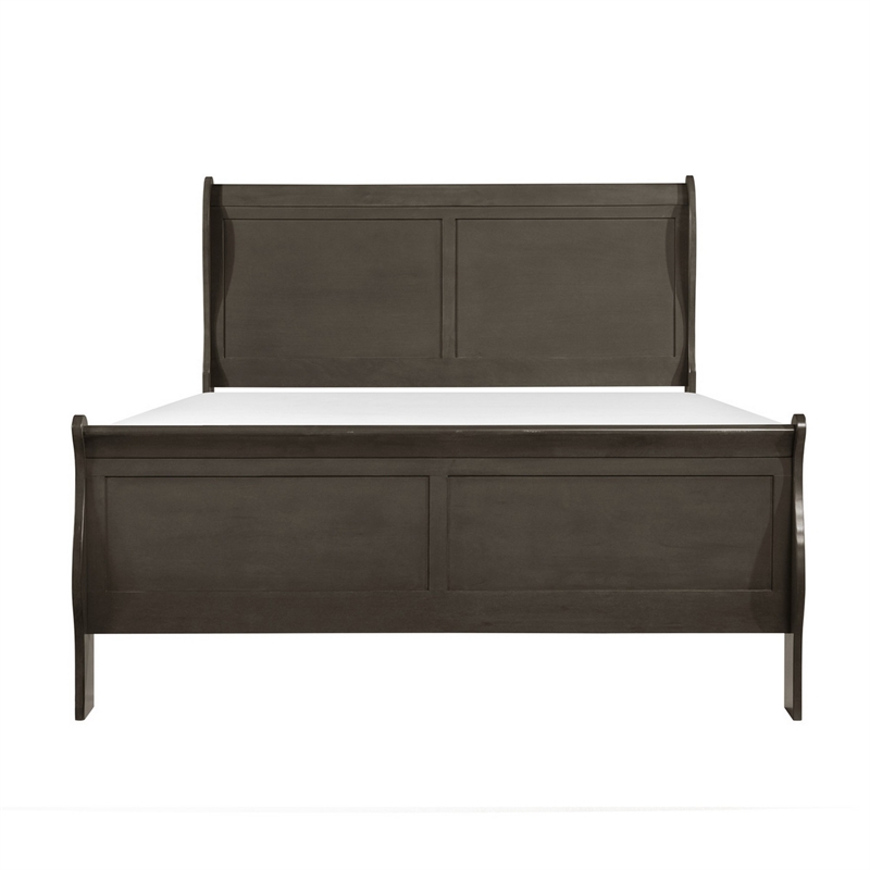 Bowery Hill California King Sleigh Bed with Wood Frame in Stained Gray