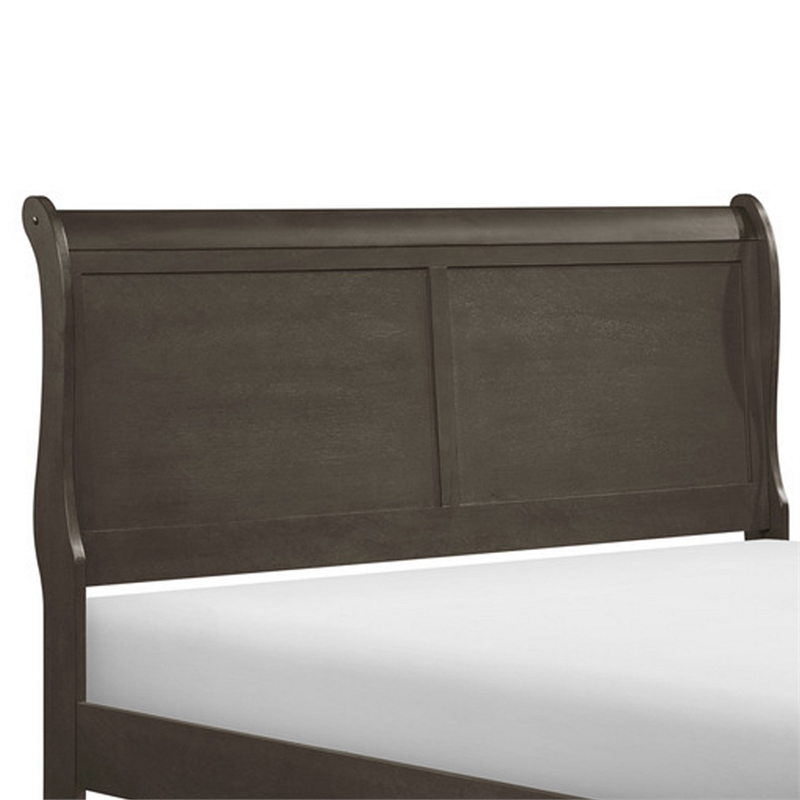 Bowery Hill California King Sleigh Bed with Wood Frame in Stained Gray