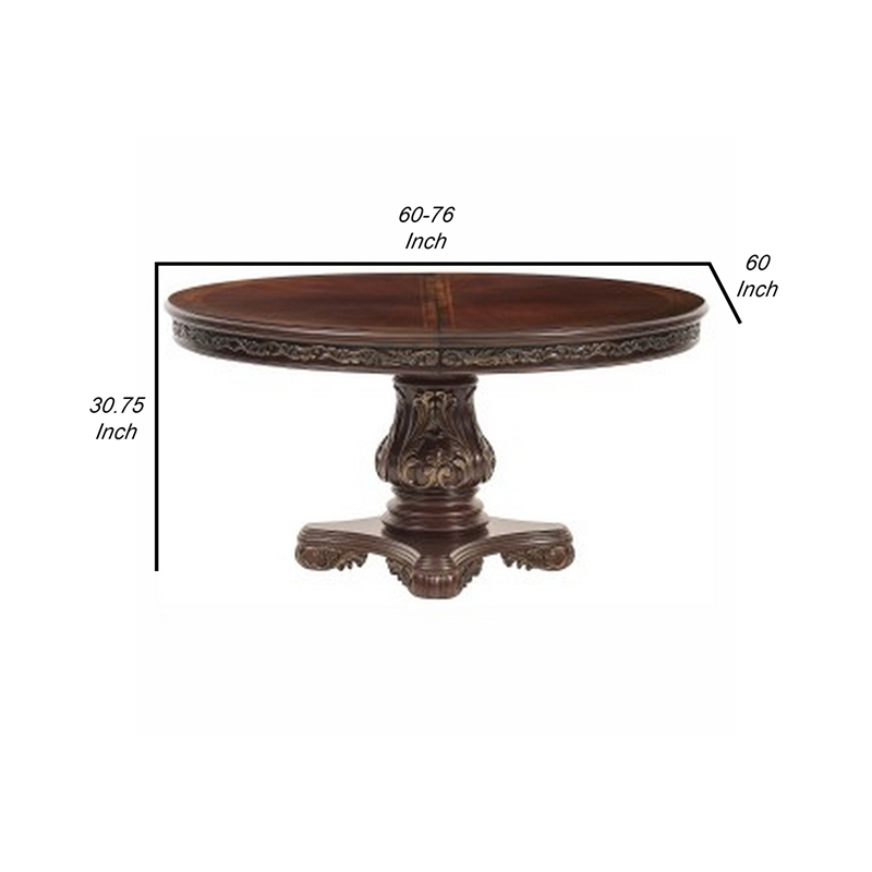 Bowery Hill 60 to 76 Inch Round Dining Table with Pedestal in Cherry