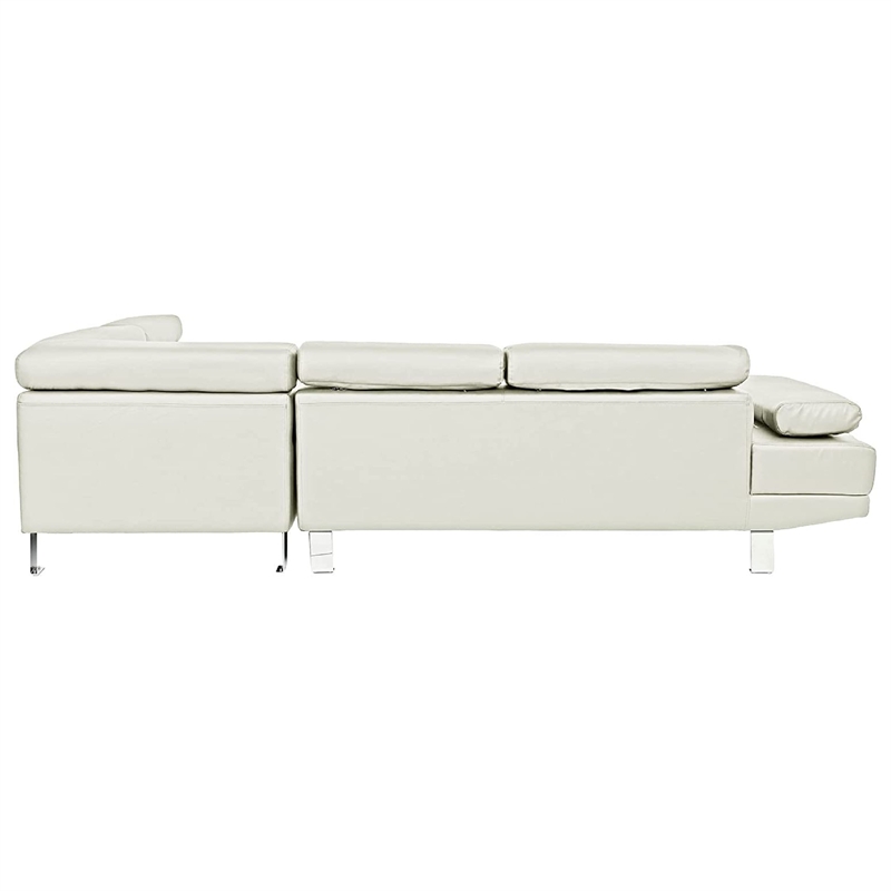 Bowery Hill 2 Piece Sectional Sofa with Chaise and Headrests in White