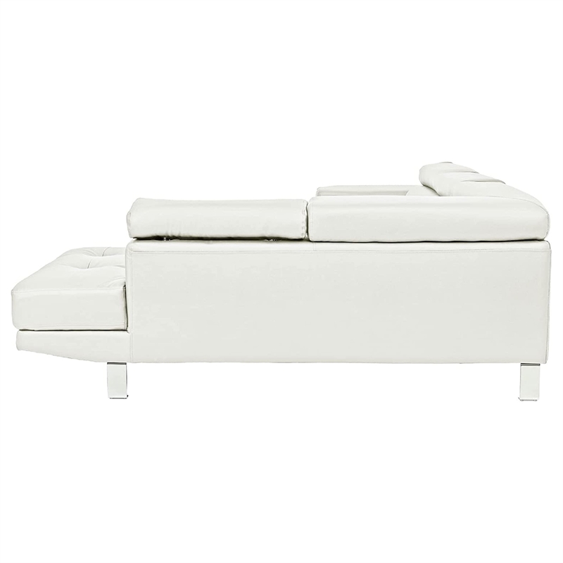 Bowery Hill 2 Piece Sectional Sofa with Chaise and Headrests in White