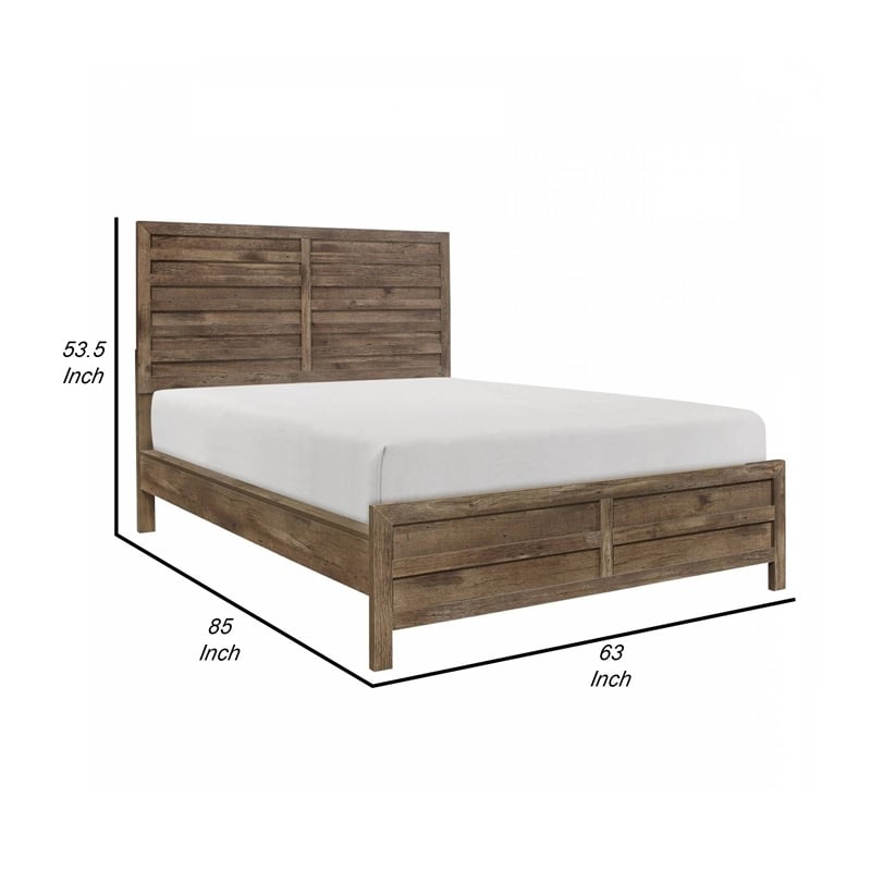 Bowery Hill Queen Bed with Wood Plank Design in Weathered Pine Veneer