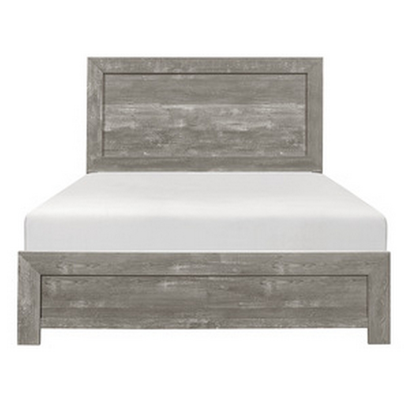 Bowery Hill Queen Bed with Panel Headboard and Footboard in Textured Gray