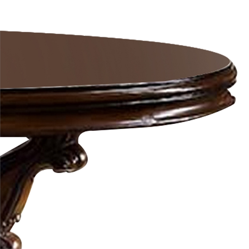 Bowery Hill 60 Inch Round Wood Dining Table with Single Pedestal in Cherry
