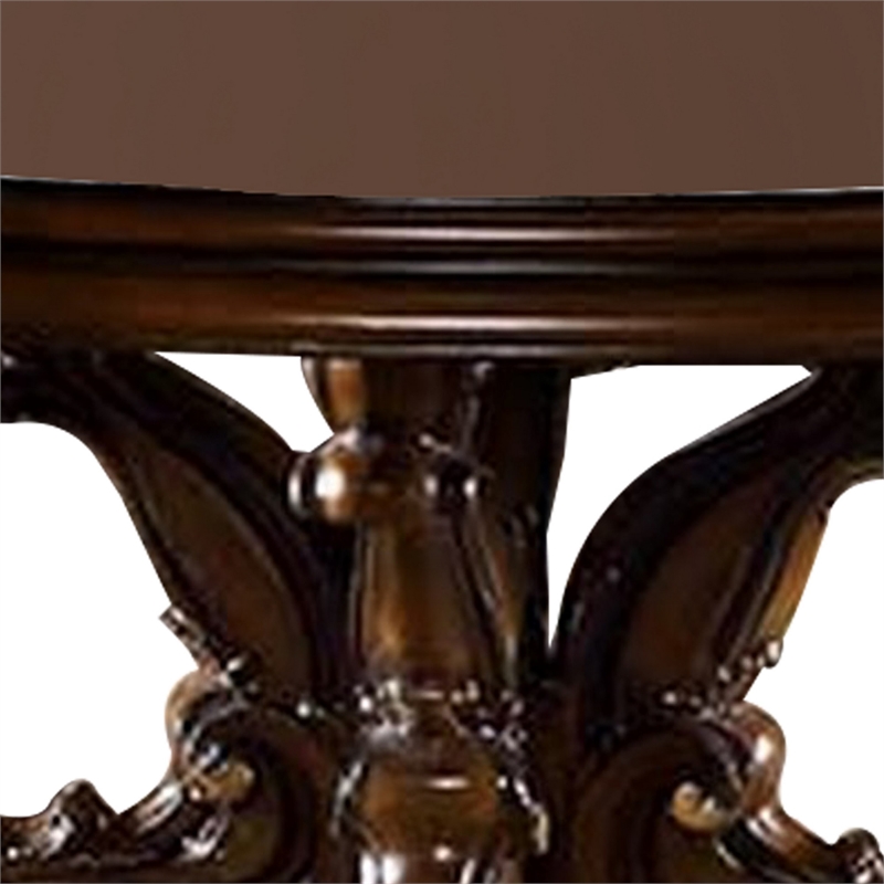 Bowery Hill 60 Inch Round Wood Dining Table with Single Pedestal in Cherry