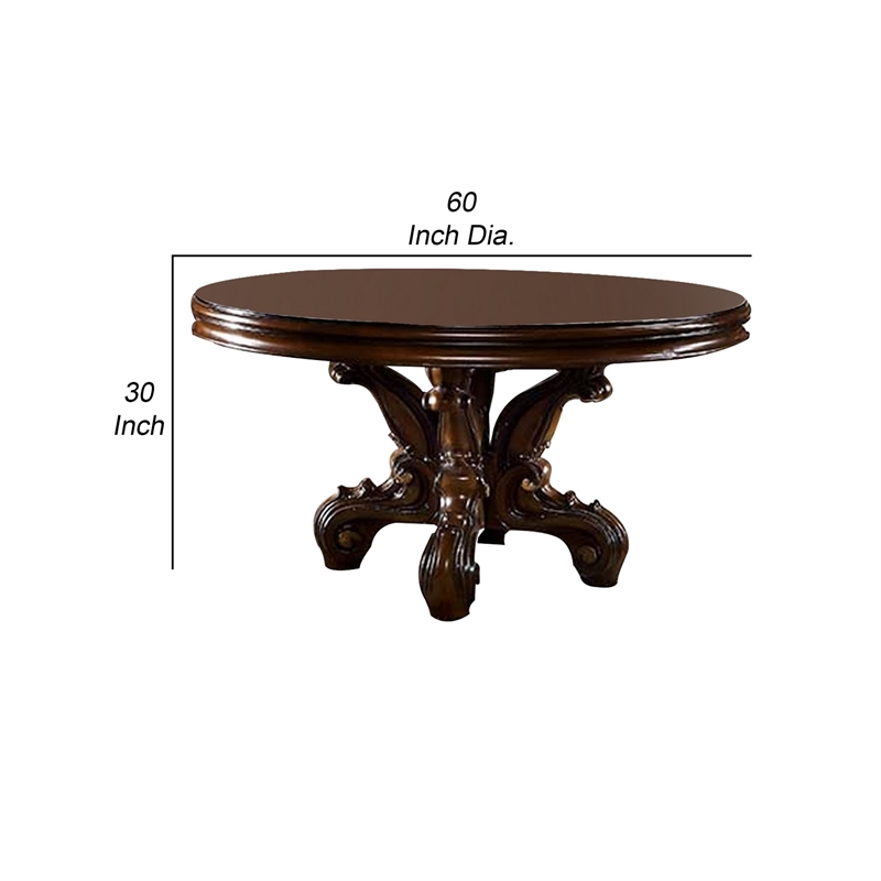 Bowery Hill 60 Inch Round Wood Dining Table with Single Pedestal in Cherry