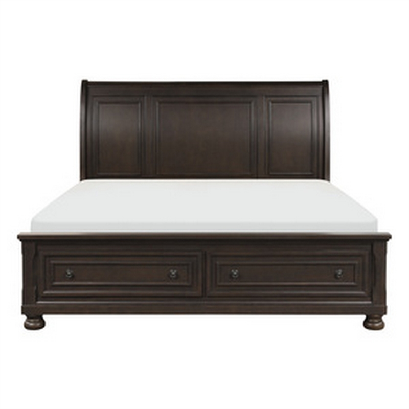 Bowery Hill Queen Platform Bed with 2 Storage Drawer Footboard in Brown