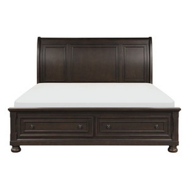 Bowery Hill Queen Platform Bed with 2 Storage Drawer Footboard in Brown
