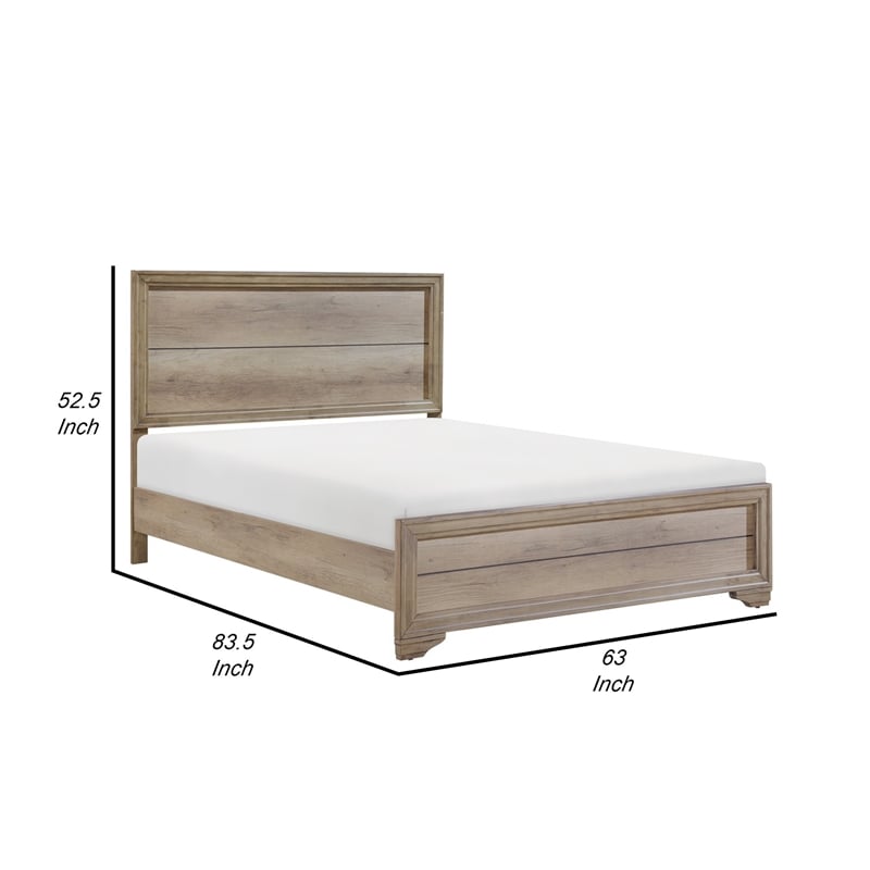 Bowery Hill Queen Bed with Rustic Wood Panel Headboard in Natural Brown