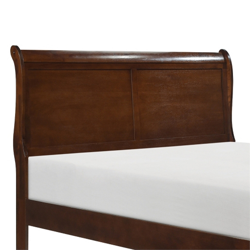 Bowery Hill Queen Sleigh Bed with Wood Frame in Rich Brown Cherry