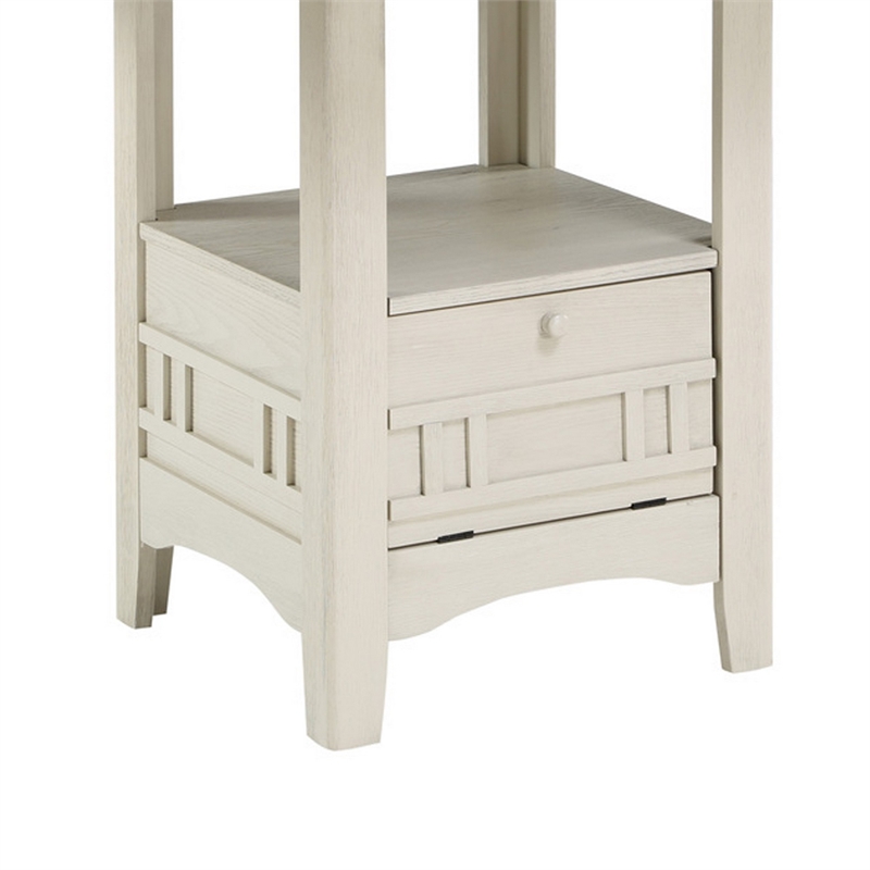 Bowery Hill 42 to 60 in Counter Height Table in Antique White and Brown