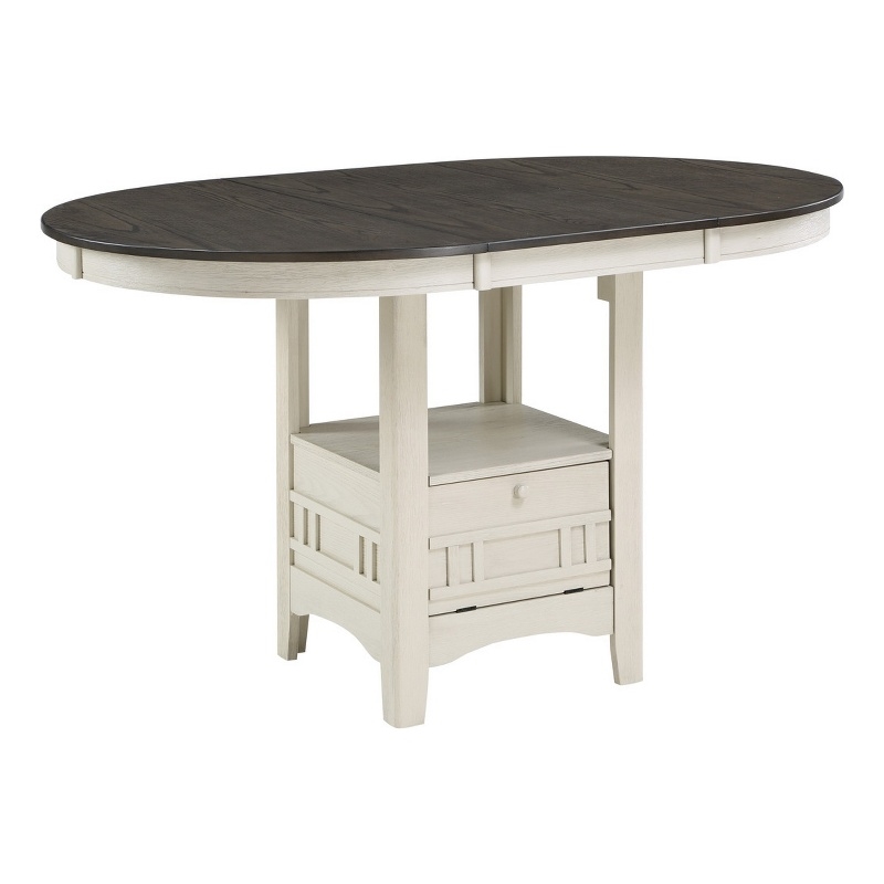 Bowery Hill 42 to 60 in Counter Height Table in Antique White and Brown