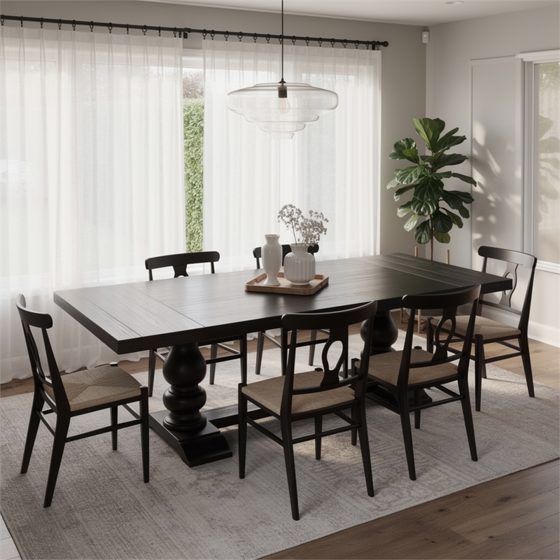 Bowery Hill 95 to 123 in Dining Table with 2 Leaves in Antique Black