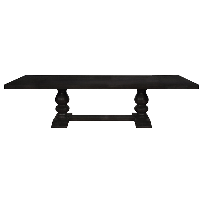 Bowery Hill 95 to 123 in Dining Table with 2 Leaves in Antique Black