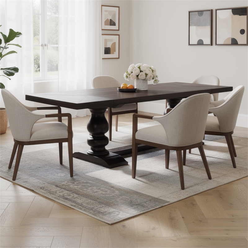 Bowery Hill 95 to 123 in Dining Table with 2 Leaves in Antique Black