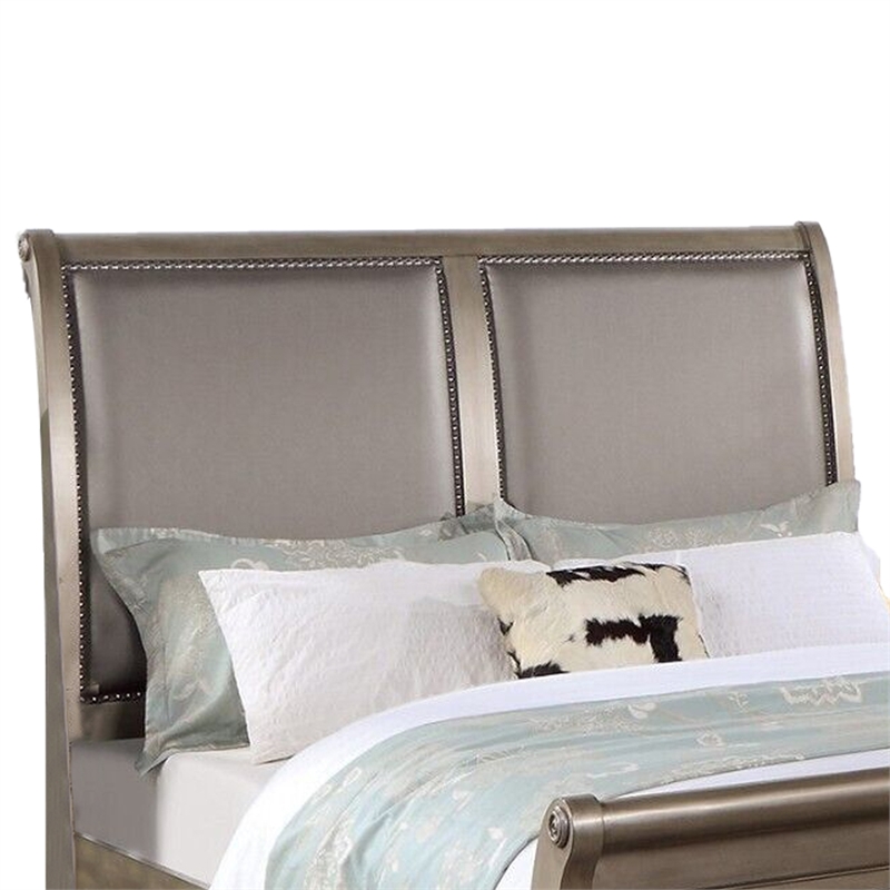 Bowery Hill Modern California King Bed with Faux Leather Upholstery in Gold
