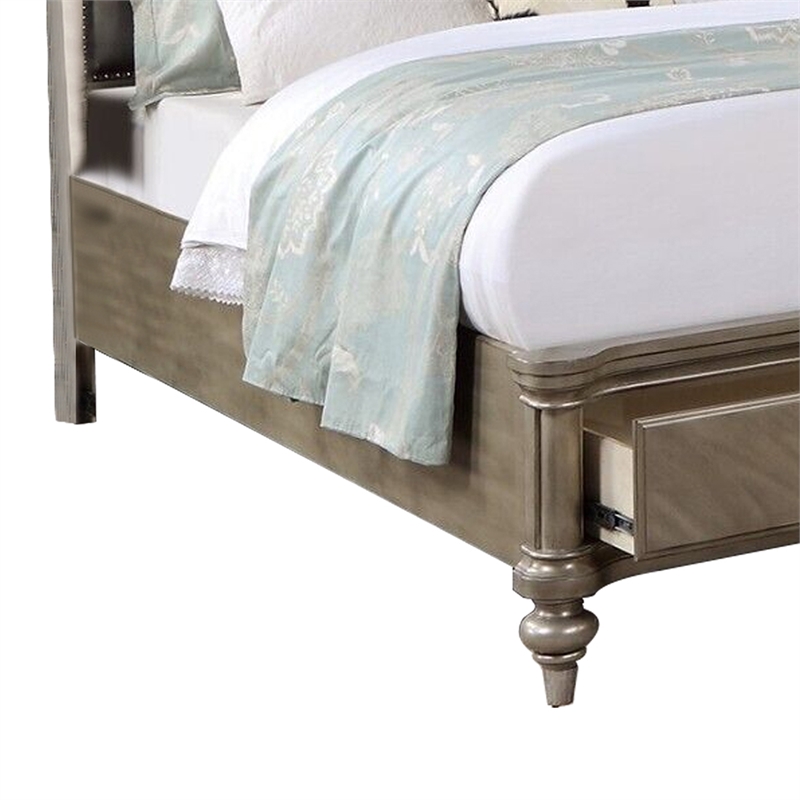 Bowery Hill Modern California King Storage Bed with Faux Leather in Gold