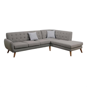 Bowery Hill 2 Piece Modern L Shape Sectional Sofa with Chaise in Gray