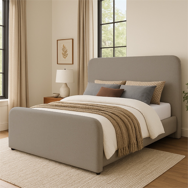 Bowery Hill Full Size Bed with Arched Headboard and Footboard in Jet Black
