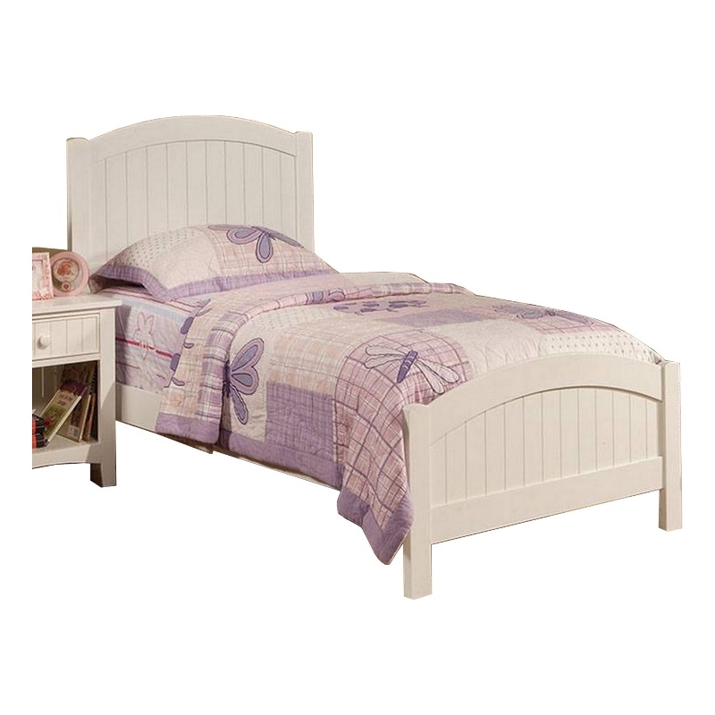 Bowery Hill Full Size Bed with Arched Headboard in Classic White Wood
