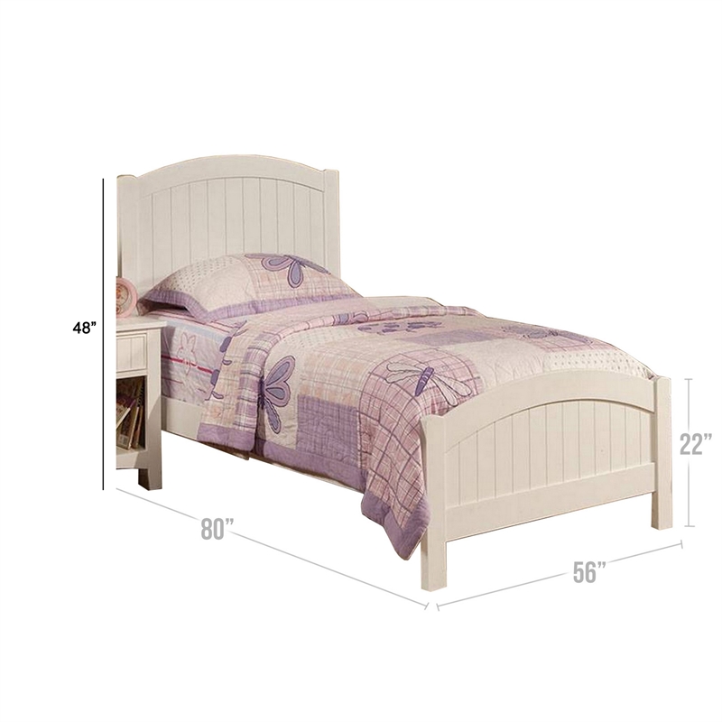 Bowery Hill Full Size Bed with Arched Headboard in Classic White Wood