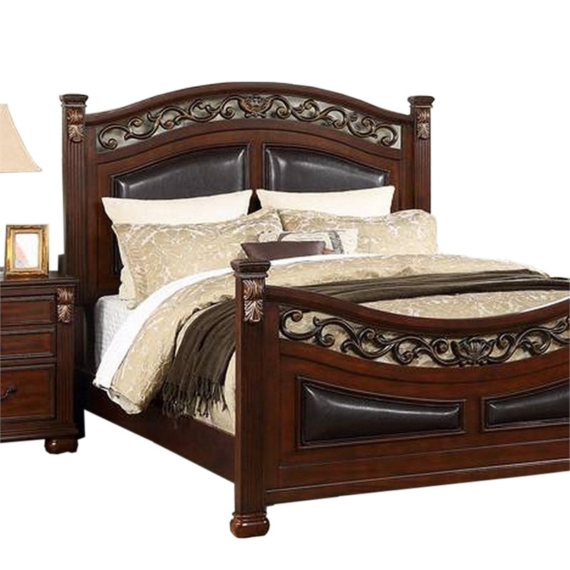 Bowery Hill California King Bed with Carved Details in Cherry