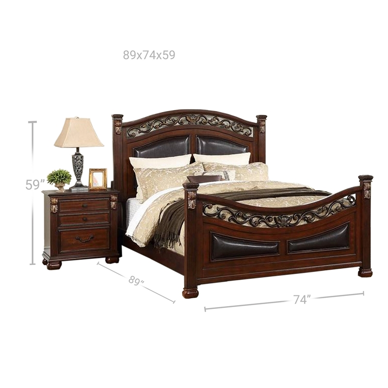 Bowery Hill California King Bed with Carved Details in Cherry