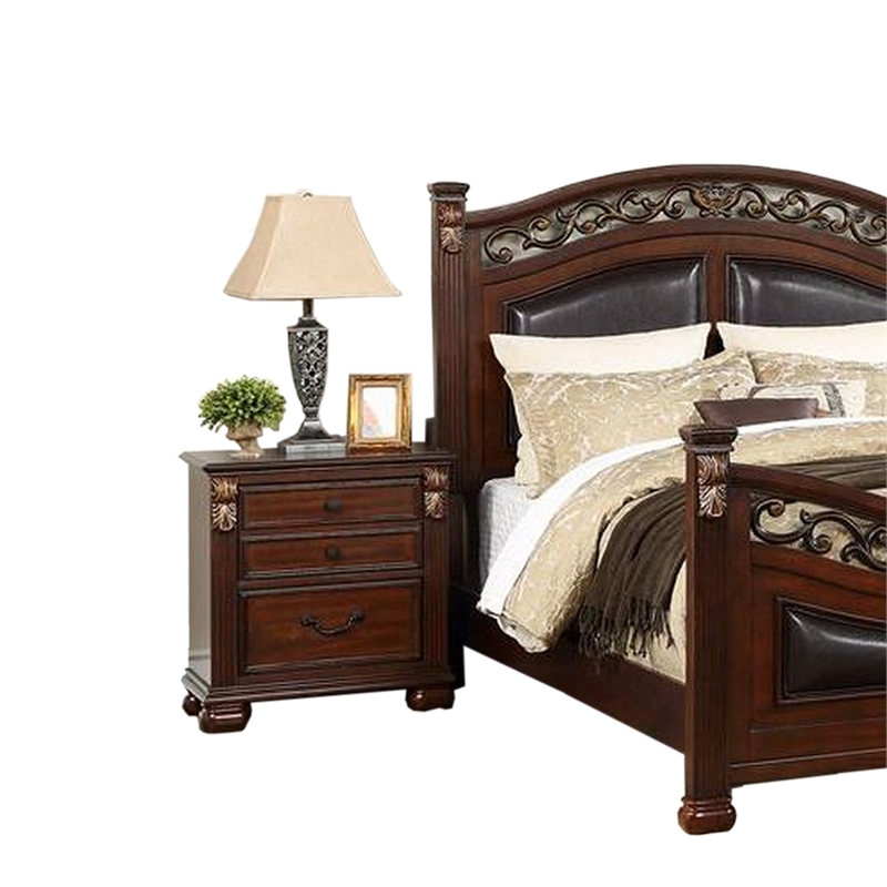 Bowery Hill California King Bed with Carved Details in Cherry