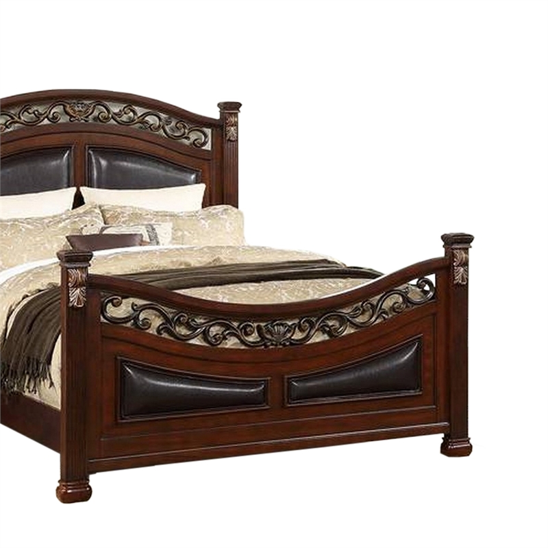 Bowery Hill California King Bed with Carved Details in Cherry