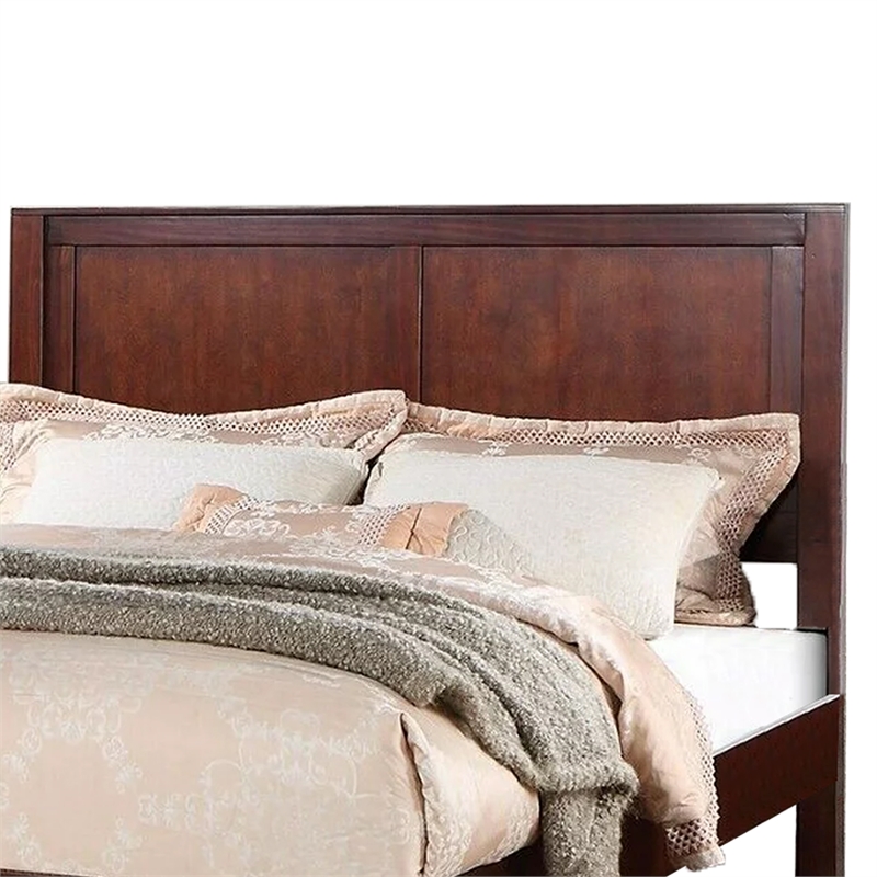 Bowery Hill Platform King Size Bed with Panel Design in Cherry Brown