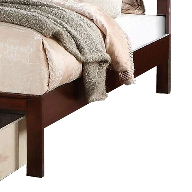 Bowery Hill Platform California King Panel Bed in Cherry Brown Wood