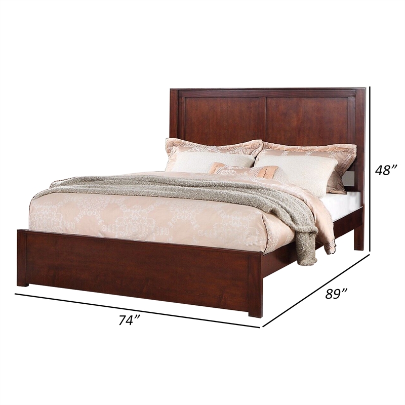 Bowery Hill Platform California King Bed with Panel in Cherry Brown