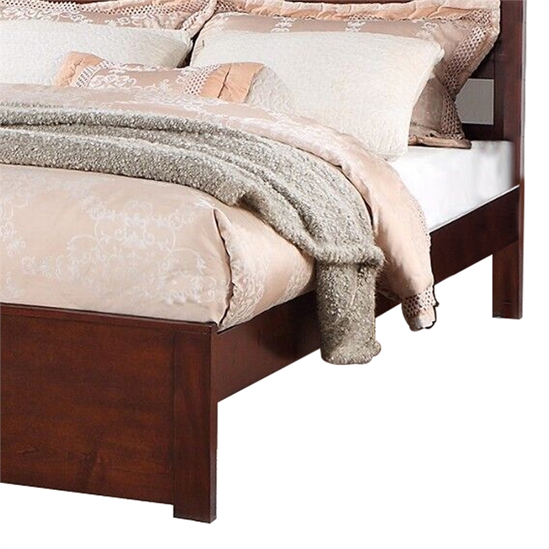 Bowery Hill Platform California King Bed with Panel in Cherry Brown
