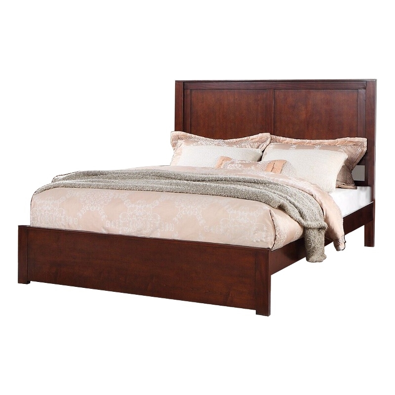 Bowery Hill Platform California King Bed with Panel in Cherry Brown