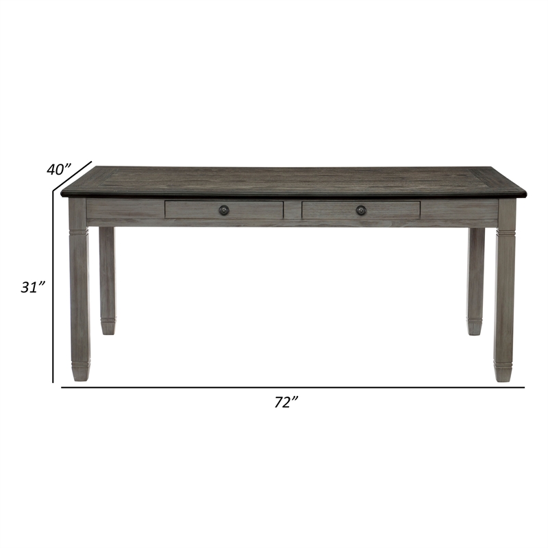 Bowery Hill 72 in Wood Dining Table with 6 Drawers in Two Tone
