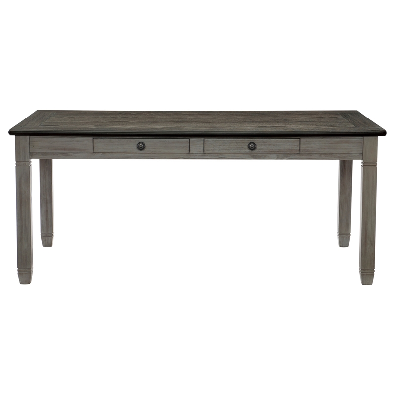 Bowery Hill 72 in Wood Dining Table with 6 Drawers in Two Tone