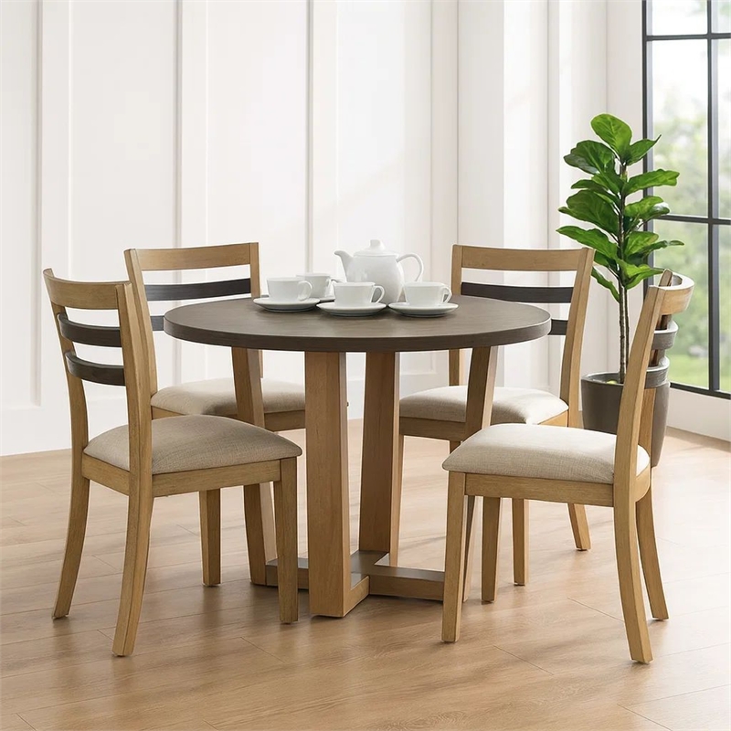 Bowery Hill 47 in Round Dining Table in Vintage Walnut Brown